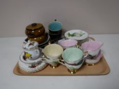 A tray containing a twenty one piece Royal Standard tea service, Gurnsey dishes,