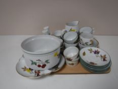 A tray containing a quantity of Royal Worcester Evesham china and oven to table ware