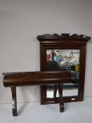 A late 19th century mahogany wall mirror with shelf