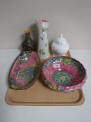 A tray containing three pieces of Maling lustre ware,