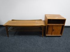 A teak double door record cabinet,