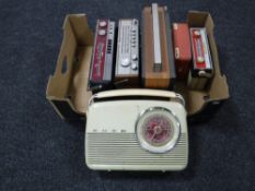 A box of six vintage transistor radios