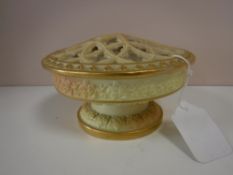 A Royal China Worcester gilded pot pourri bowl with lid,