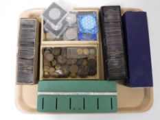 A tray containing a collection of early twentieth century and later English coinage,