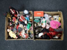 Two boxes containing mid 20th century dolls of the world