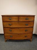 A Victorian mahogany bow fronted five drawer chest,