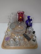 A tray containing a quantity of assorted lead crystal and glassware,