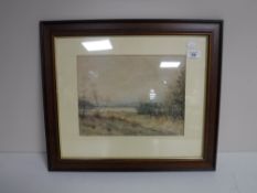 A mahogany framed early twentieth century watercolour, landscape study,