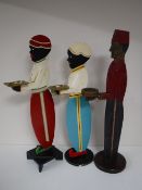 Three hand-painted figural smoker's stands