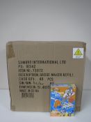 A box containing forty eight Looney Tunes badge maker refills