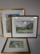 A framed Alex Wright watercolour of Seathwaite dated 1952,