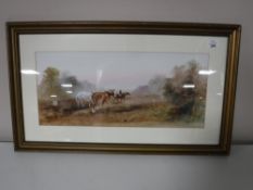 A gilt framed watercolour study depicting horses in a field,