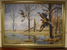 An Artagraph edition : Ducks in flight, framed.