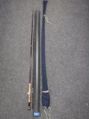 A Hardy's Delux two piece fishing rod in sleeve