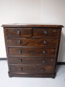 A Victorian mahogany six drawer chest