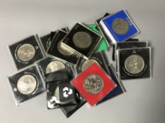 A collection of approximately 20 crowns.