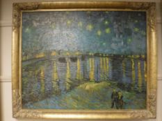 An Artagraph edition : Moonlight on a canal, framed.