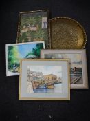 A wrought iron candle holder,