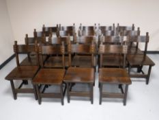 Set of nineteen pine restaurant chairs