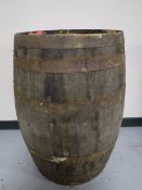 A coopered oak barrel