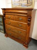 A Victorian mahogany five drawer chest,