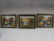Three framed oils on canvas,