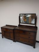 An oak four drawer dressing chest and wash stand