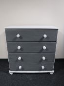 A hand painted pine four drawer chest together with a hand painted oak four drawer chest