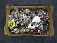 A box containing a large quantity of costume jewellery