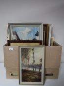 A box of a quantity of continental school oils on canvas,