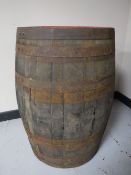 A coopered oak barrel