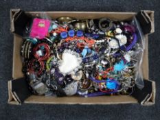 A box containing a large quantity of costume jewellery