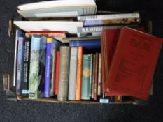 A box containing a good collection of books relating to Hiking and Mountaineering;