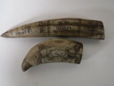 Two pieces of scrimshaw,