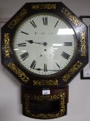A Victorian rosewood brass-inlaid wall timepiece with single fusee movement CONDITION