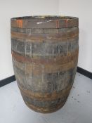 A coopered oak barrel