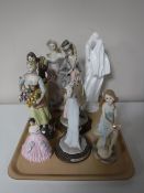 A tray containing a Royal Doulton Images Wedding Day figurine together with seven other assorted