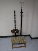 An oak upholstered footstool,