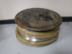 Eight oak whiskey barrel lids