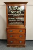 A Victorian and later mahogany cabinet on chest stand 'Baker Stores',