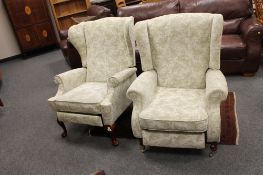 A pair of Parker Knoll wing backed reclining armchairs, width 79 cm.