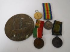 A First World War death plaque named to Joseph Lawes together with four other First World War