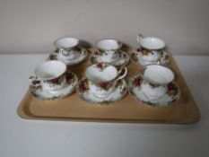 Six Royal Albert Old Country Roses teacups and saucers (12)