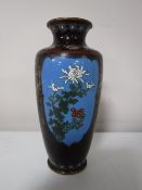 A Japanese cloisonne vase with flower decoration, height 15.