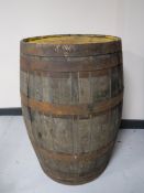 A coopered oak barrel