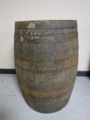A coopered oak barrel