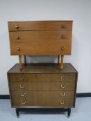 A teak G Plan four drawer chest and a teak Avalon three drawer chest