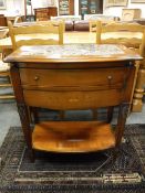 An contemporary marble topped single drawer side table,