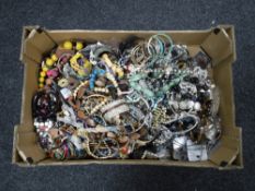 A box containing a large quantity of costume jewellery