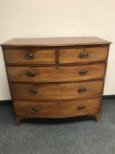 A Victorian mahogany five drawer bow fronted chest,